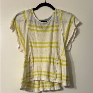 Anthropologie Striped Yellow and White Women's Top